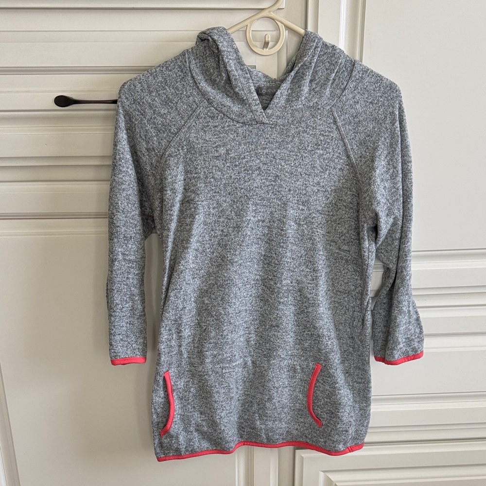 Loveappella Heather Gray Hoodie with Pink Trim - Picture 1 of 7